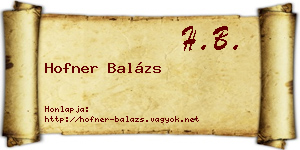 Hofner Balázs névjegykártya